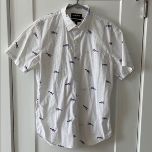Bonobos Casual White Shirt with Purple Pattern